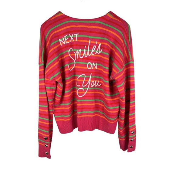 Kerri Rosenthal Sweaters - KERRI ROSENTHAL XOKR Women's Pink Stripe Embroidered Back Sweater NWT Medium
